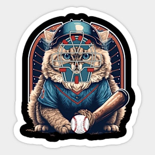 Cat playing baseball Funny Cat Sports for Boys funny cat baseball catcher cat pitcher first baseman Sticker